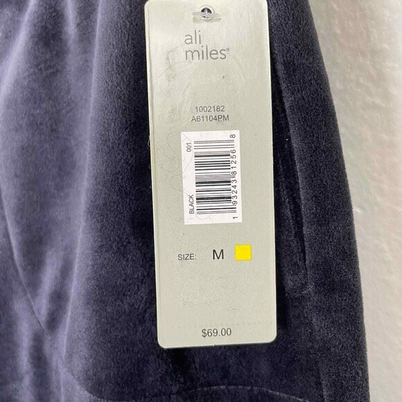 Ali Miles Velvet Pants Womens Medium Black Pull On Straight Leg Elastic Waist - Picture 5 of 11